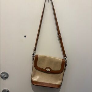 Dooney & Bourne Cream & Brown Crossbody Shoulder Bag